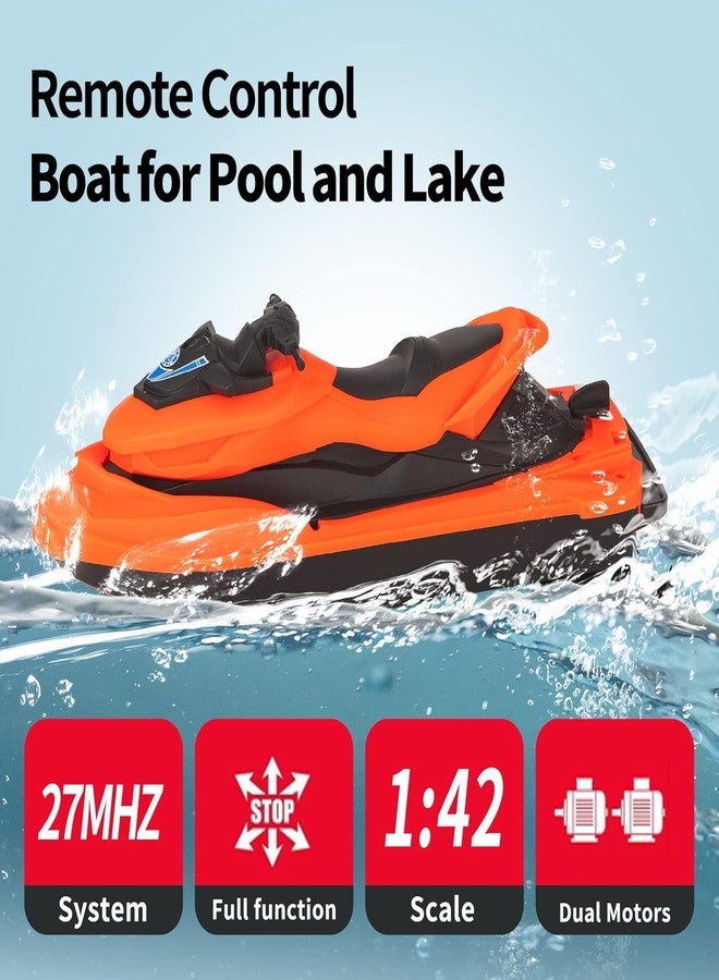 Jack Royal Remote Control Jet Ski for Pool and Lake, Motorized Rc Boat Floating Toys for Kids (Black) - Image 2